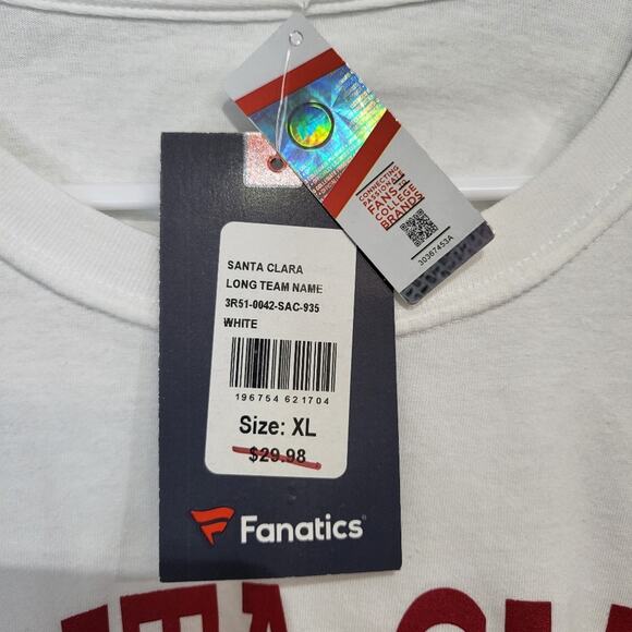 NEW SCU SANTA CLARA UNIVERSITY LONG SLEEVE WHITE T-SHIRT - XL - Picture 3 of 5